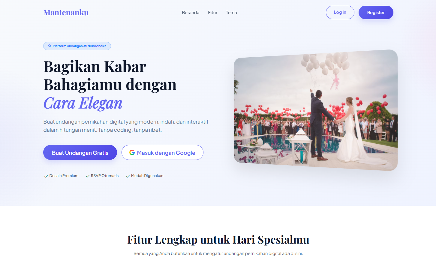 Tampilan aplikasi Aplikasi Undangan Digital - Portofolio Project